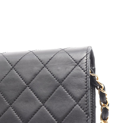 マトラッセ シングルフラップ チェーンショルダーバッグ ラムスキン ブラック ゴールド金具 シャネル バッグ CHANEL