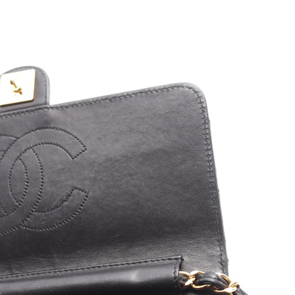 マトラッセ シングルフラップ チェーンショルダーバッグ ラムスキン ブラック ゴールド金具 シャネル バッグ CHANEL