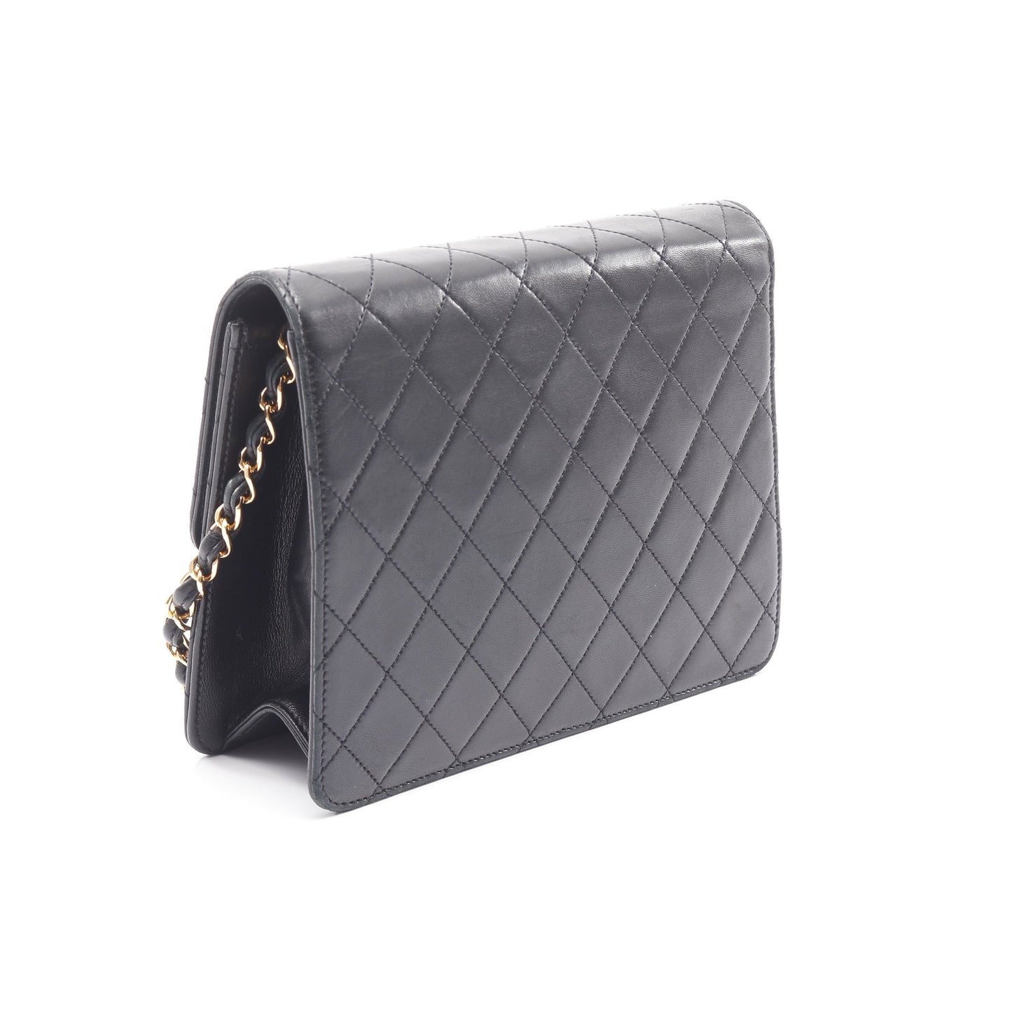 マトラッセ シングルフラップ チェーンショルダーバッグ ラムスキン ブラック ゴールド金具 シャネル バッグ CHANEL