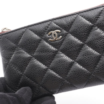 マトラッセ ポーチ キャビアスキン ブラック シルバー金具 シャネル  