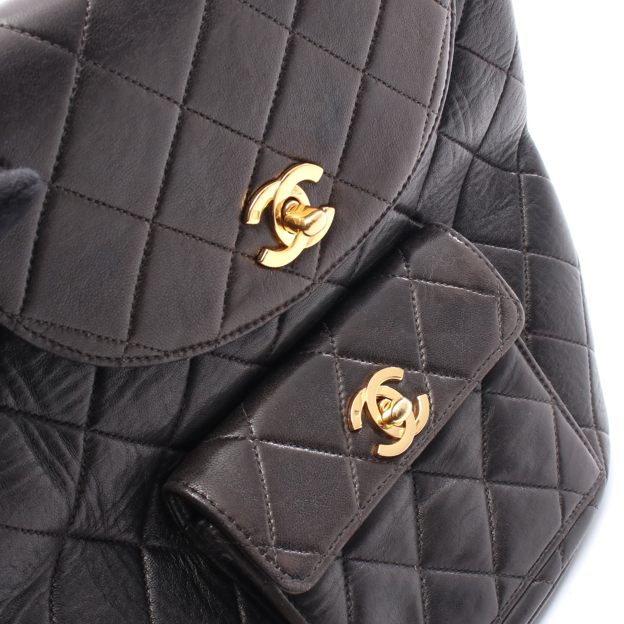 CHANELマトラッセ バックパック ラムスキン ブラック ゴールド金具 マトラッセ バックパック リュックサック ラムスキン ブラック