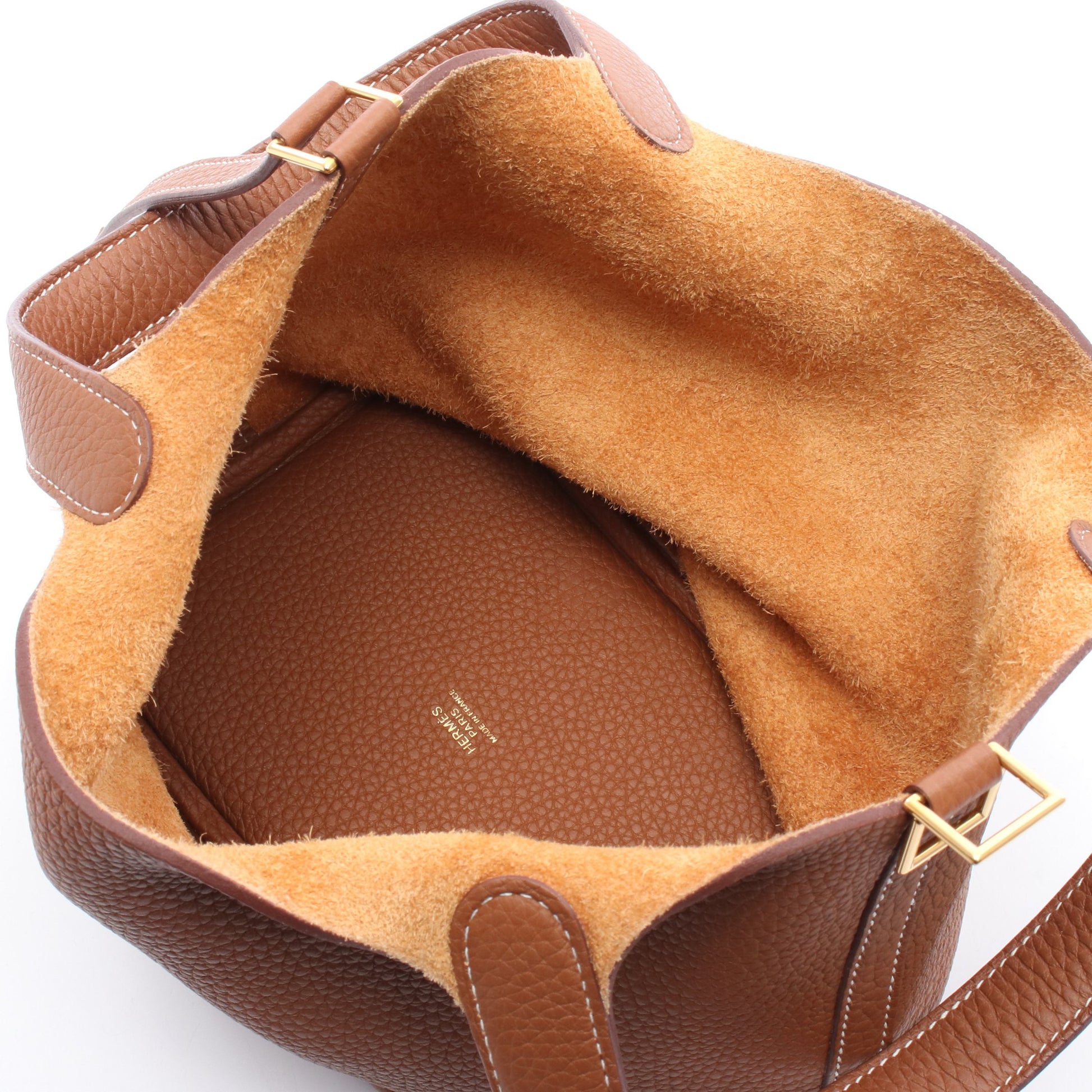 ピコタンロックPM ゴールド ハンドバッグ トリヨンクレマンス ブラウン ゴールド金具 U刻印 エルメス バッグ HERMES
