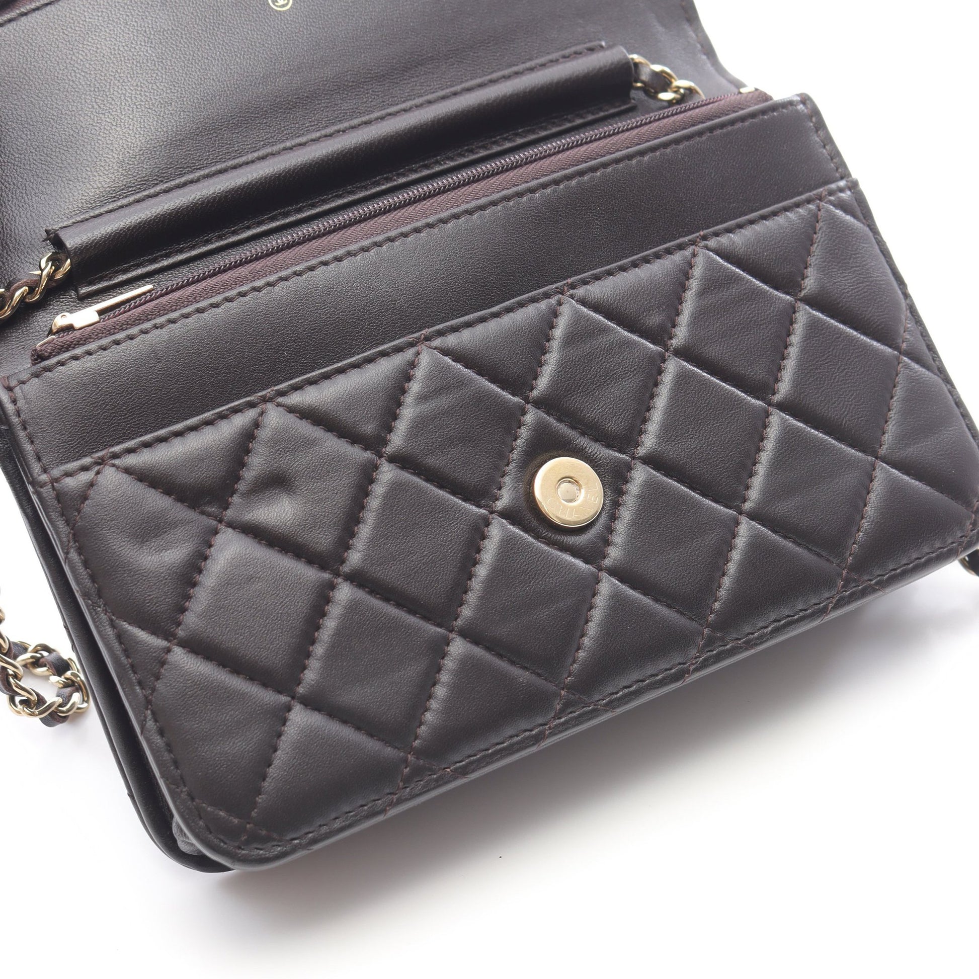 マトラッセ チェーンウォレット ラムスキン ダークブラウン ゴールド金具 シャネル バッグ CHANEL