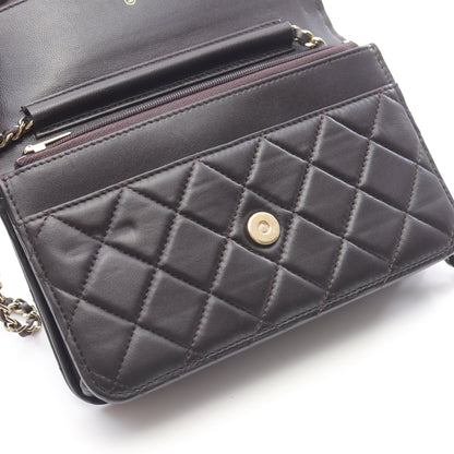 マトラッセ チェーンウォレット ラムスキン ダークブラウン ゴールド金具 シャネル バッグ CHANEL