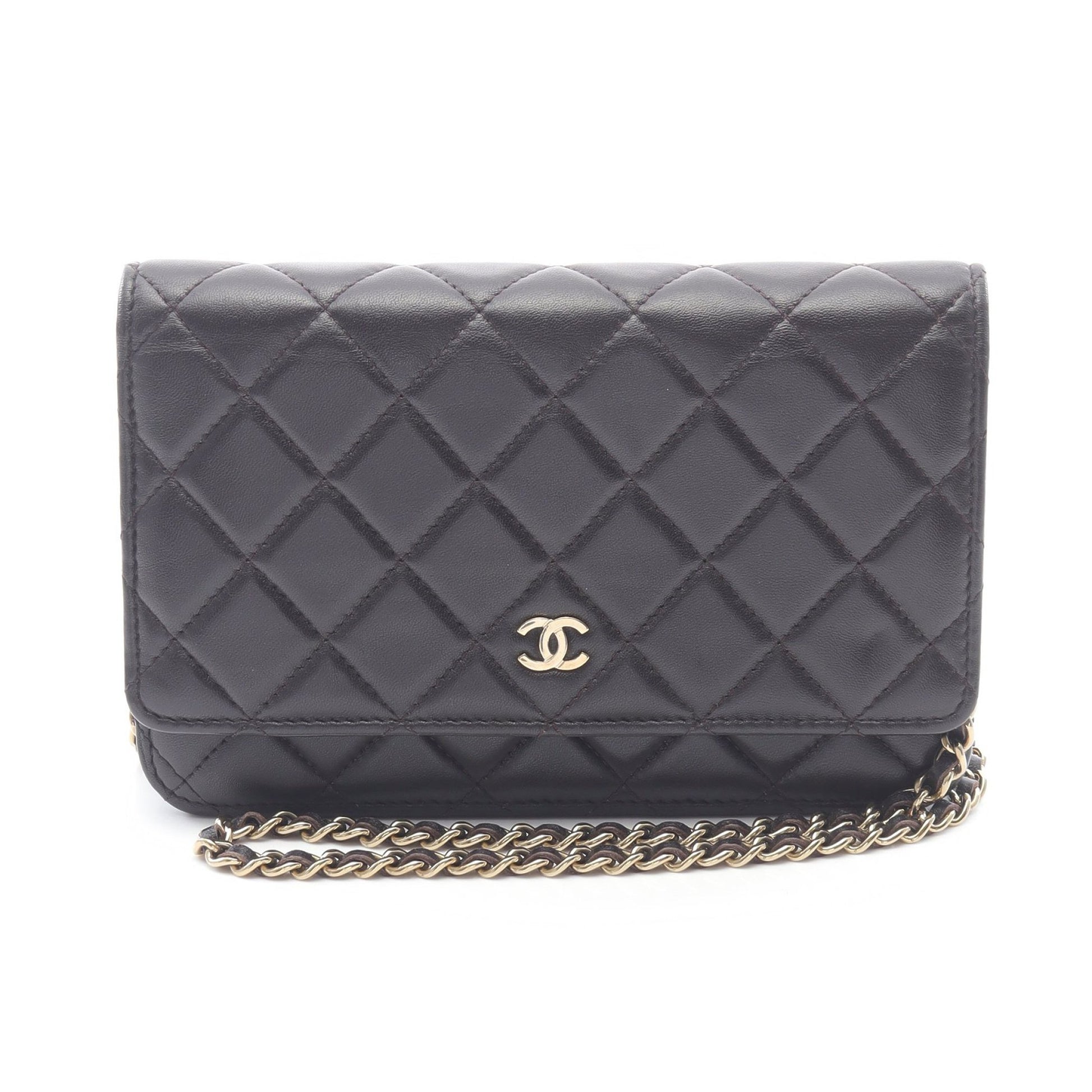 マトラッセ チェーンウォレット ラムスキン ダークブラウン ゴールド金具 シャネル バッグ CHANEL