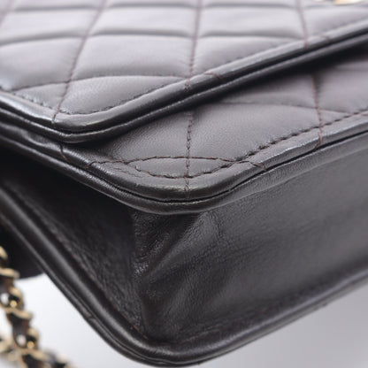 マトラッセ チェーンウォレット ラムスキン ダークブラウン ゴールド金具 シャネル バッグ CHANEL