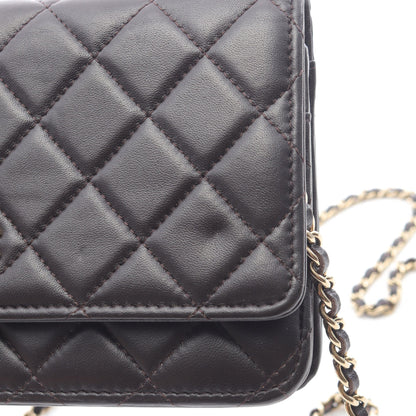 マトラッセ チェーンウォレット ラムスキン ダークブラウン ゴールド金具 シャネル バッグ CHANEL