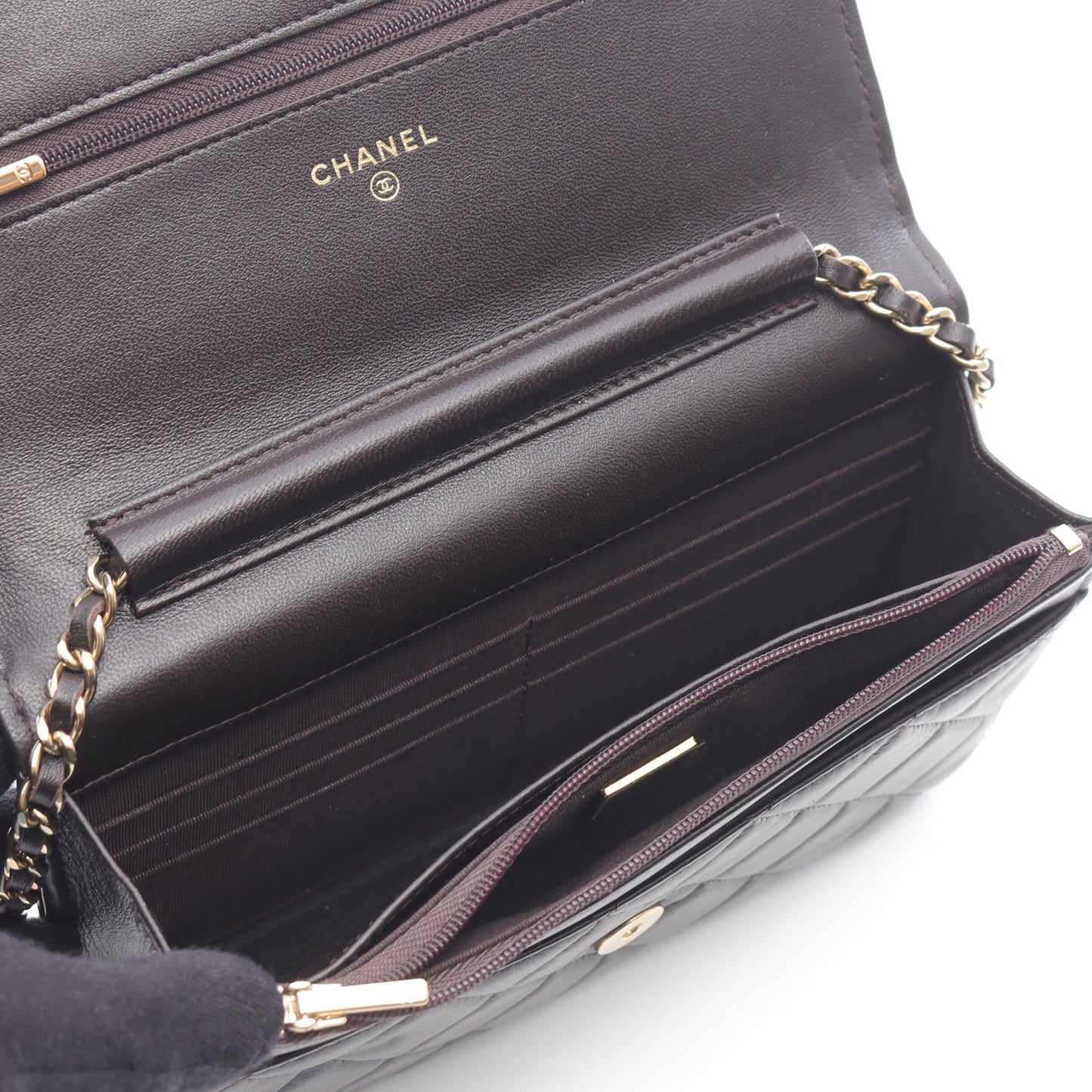 マトラッセ チェーンウォレット ラムスキン ダークブラウン ゴールド金具 シャネル バッグ CHANEL