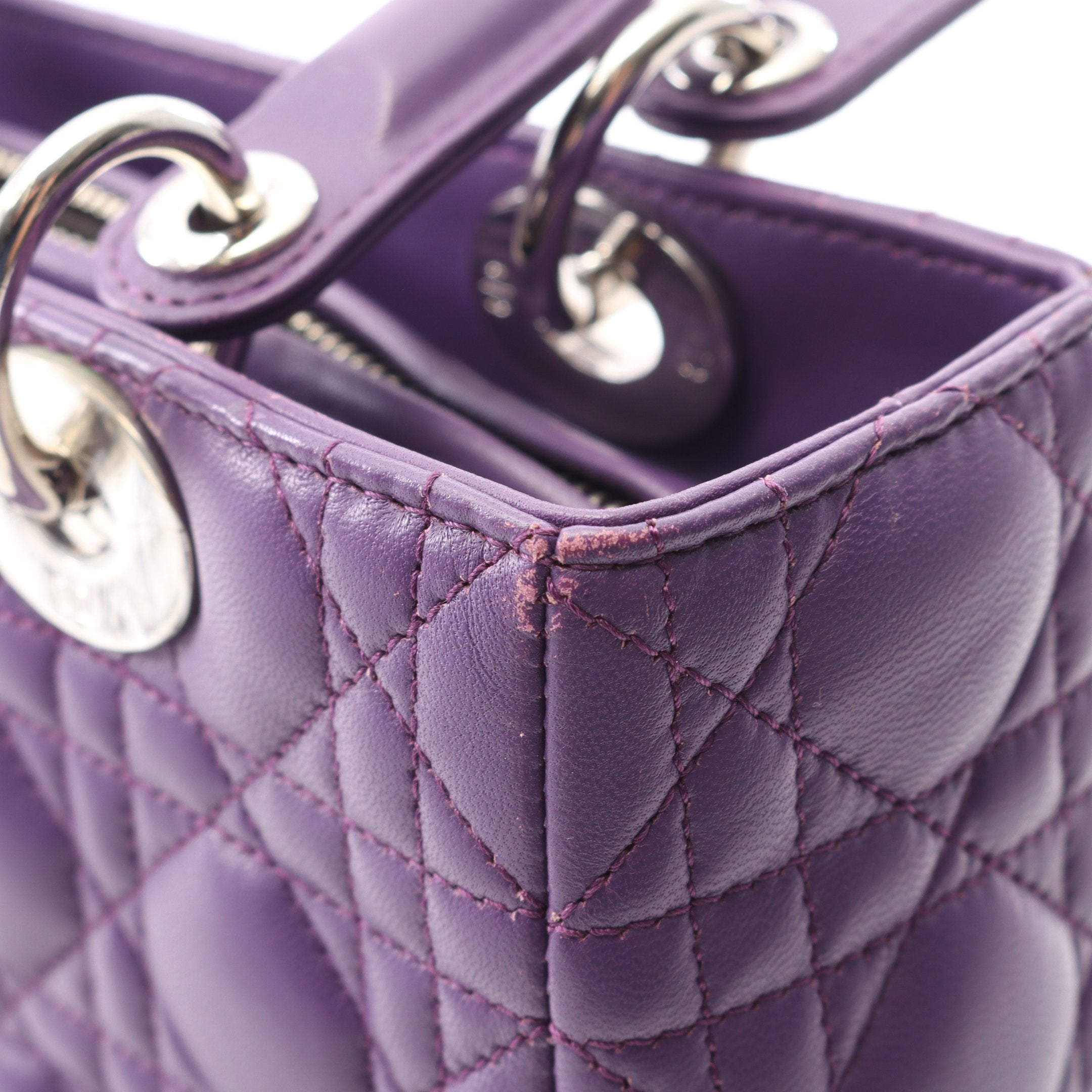 LADY DIOR レディディオール ハンドバッグ レザー パープル 2WAY