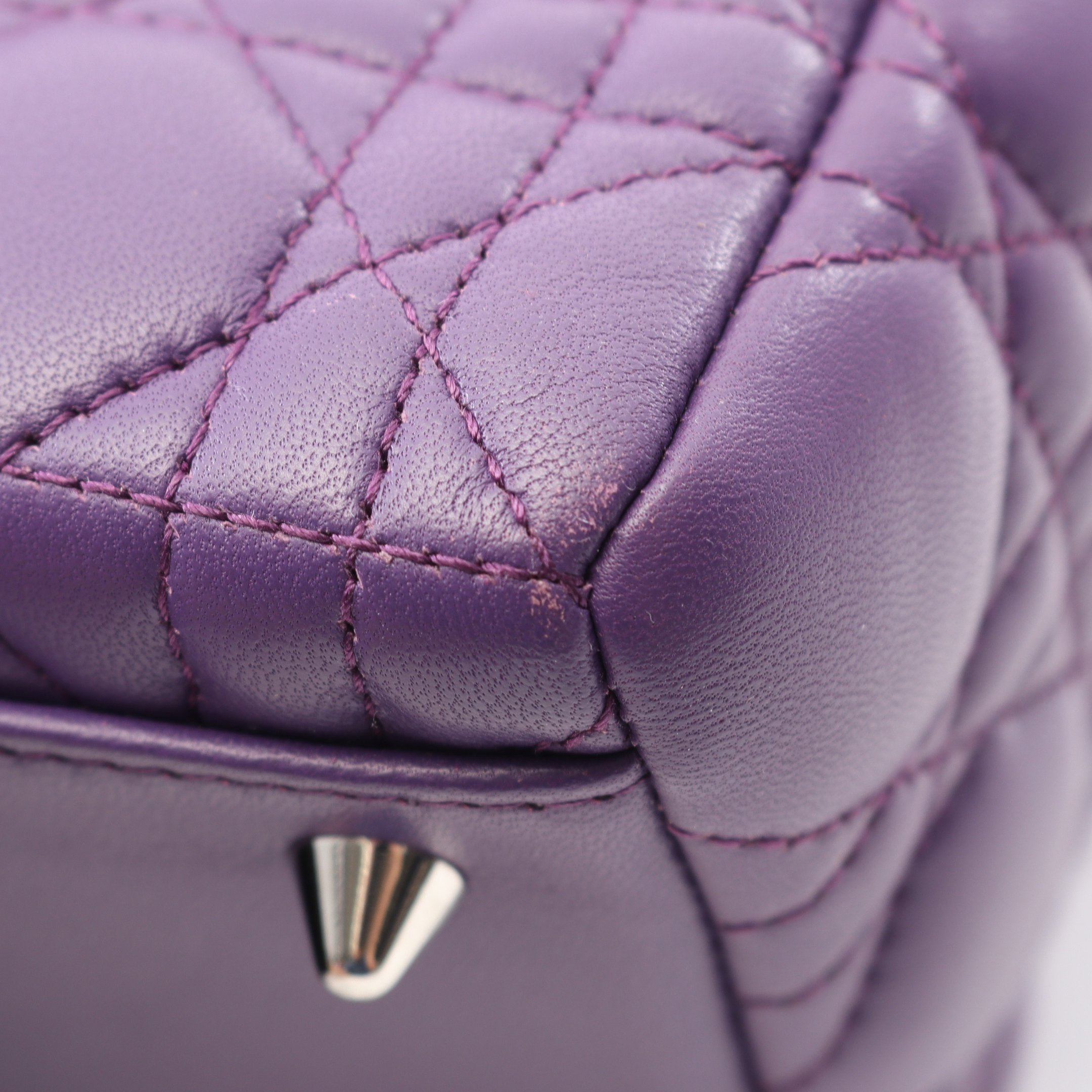 LADY DIOR レディディオール ハンドバッグ レザー パープル 2WAY