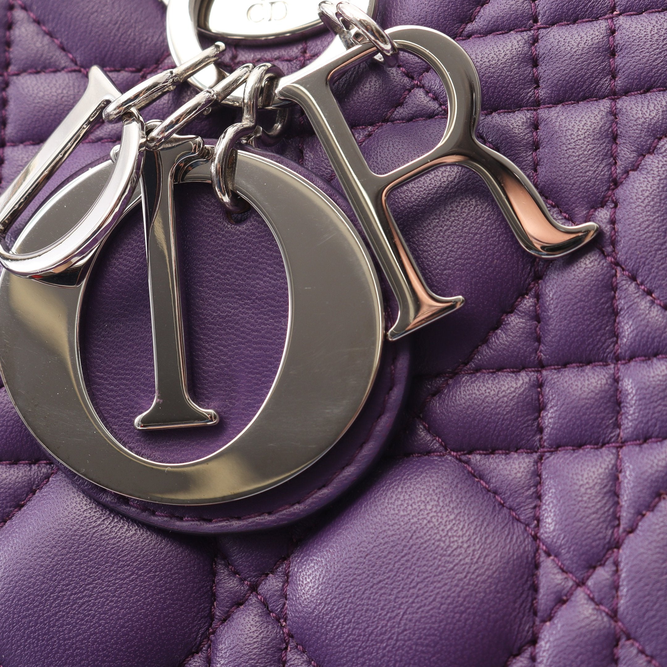 LADY DIOR レディディオール ハンドバッグ レザー パープル 2WAY