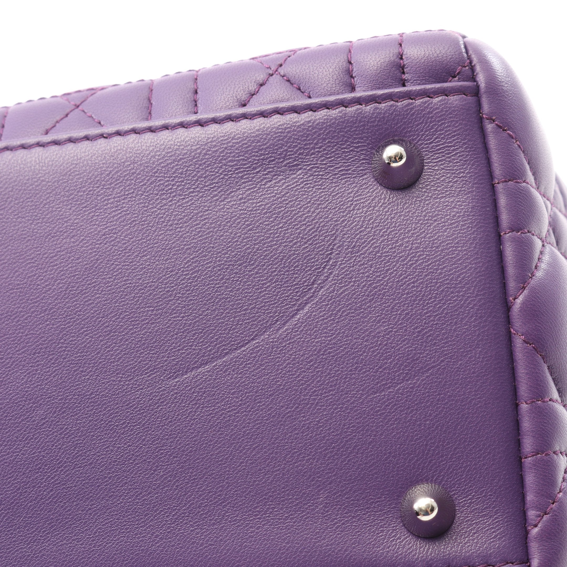 LADY DIOR レディディオール ハンドバッグ レザー パープル 2WAY