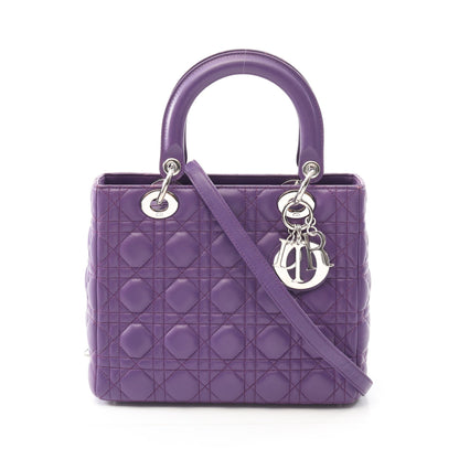 LADY DIOR レディディオール ハンドバッグ レザー パープル 2WAY クリスチャンディオール バッグ Christian Dior