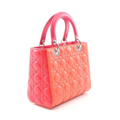 LADY DIOR レディディオール ハンドバッグ バイカラー レザー オレンジ ピンクパープル 2WAY クリスチャンディオール バッグ Christian Dior
