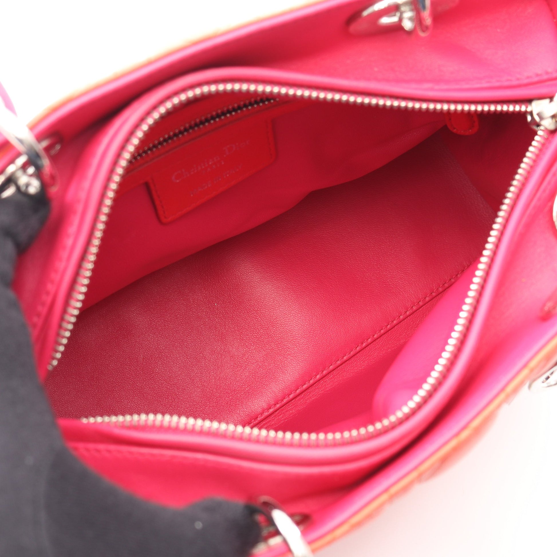 LADY DIOR レディディオール ハンドバッグ バイカラー レザー オレンジ ピンクパープル 2WAY クリスチャンディオール バッグ Christian Dior