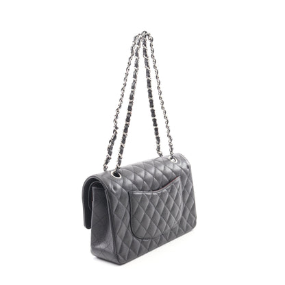 マトラッセ Wフラップ Wチェーンショルダーバッグ キャビアスキン ブラック シルバー金具 シャネル バッグ CHANEL