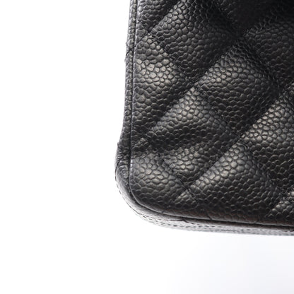 マトラッセ Wフラップ Wチェーンショルダーバッグ キャビアスキン ブラック シルバー金具 シャネル バッグ CHANEL