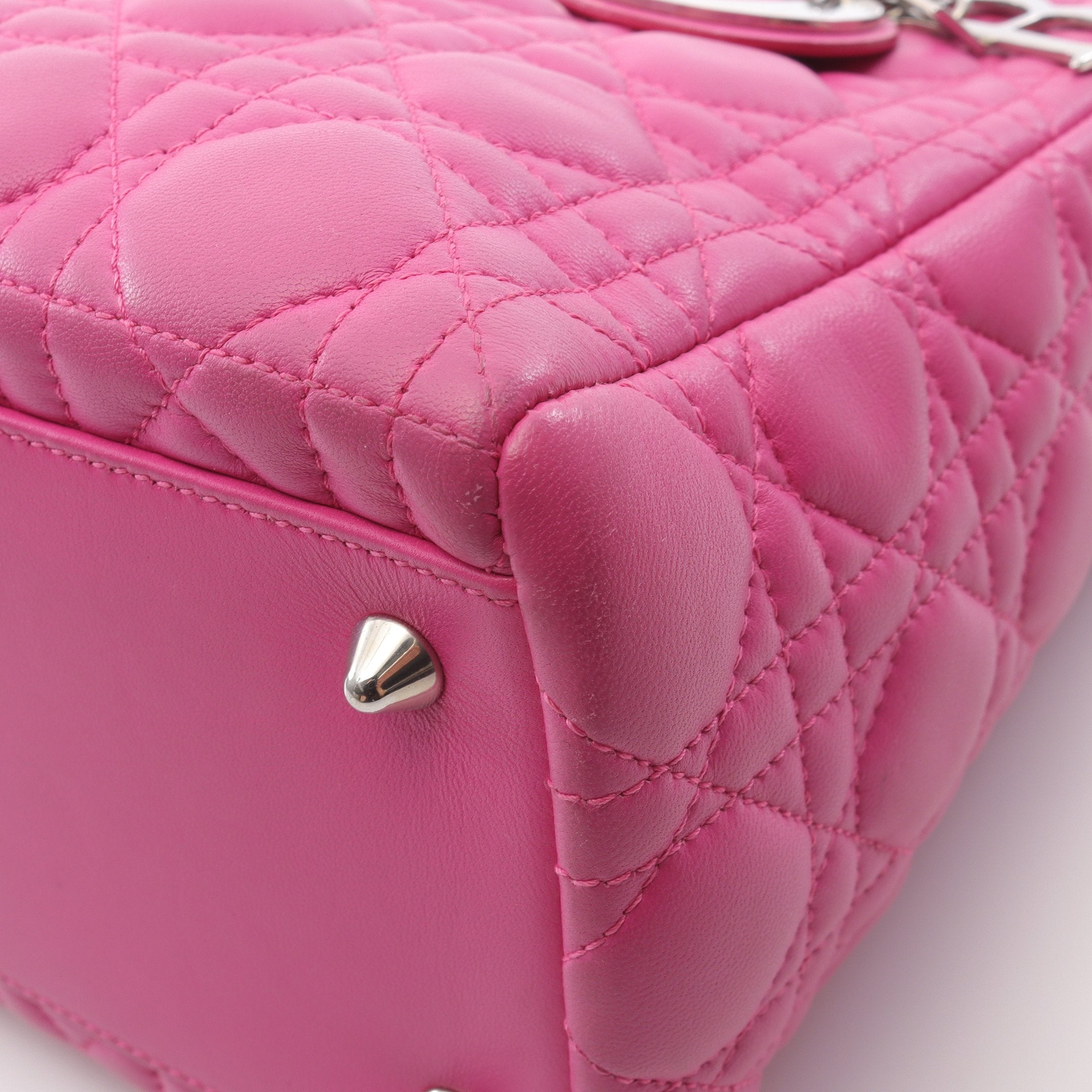 LADY DIOR レディディオール カナージュ ハンドバッグ レザー ピンク