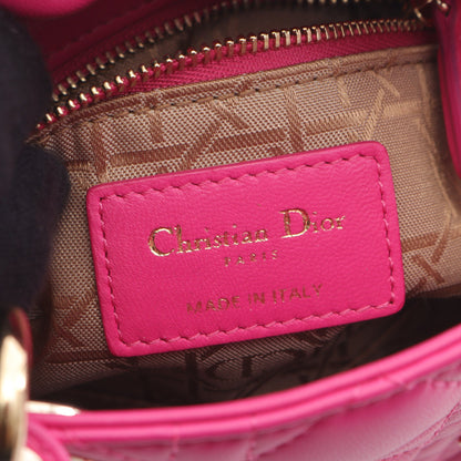 レディディオール ミニ カナージュ ハンドバッグ レザー ピンクパープル 2WAY クリスチャンディオール バッグ Christian Dior