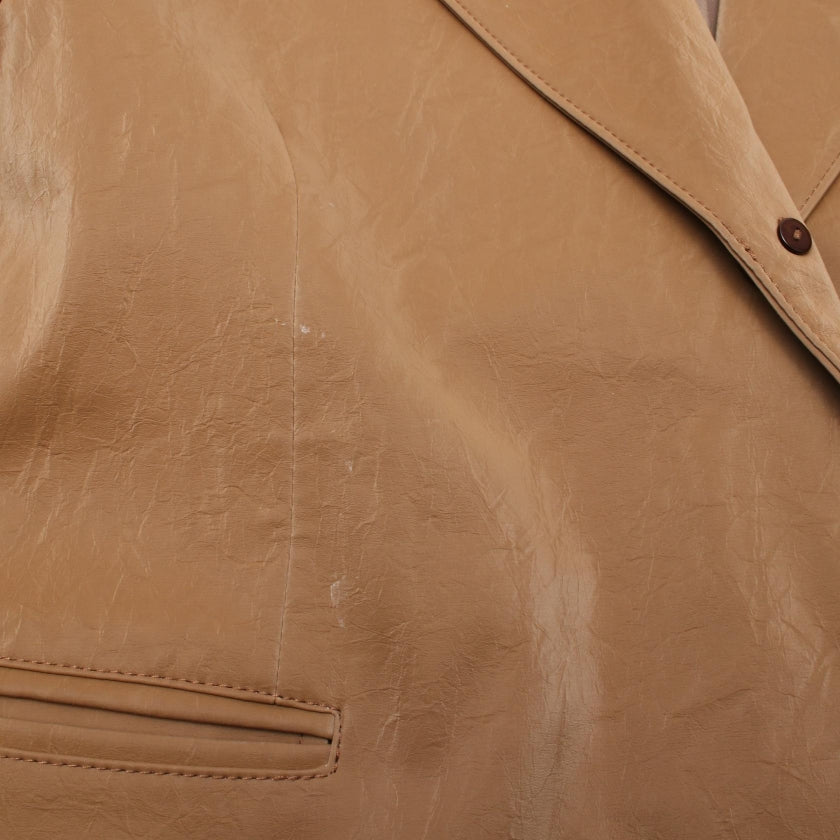 Multi Fabric Faux Leather Jacket レザージャケット フェイクレザー ブラウン プランクプロジェクト アウター PRANK PROJECT
