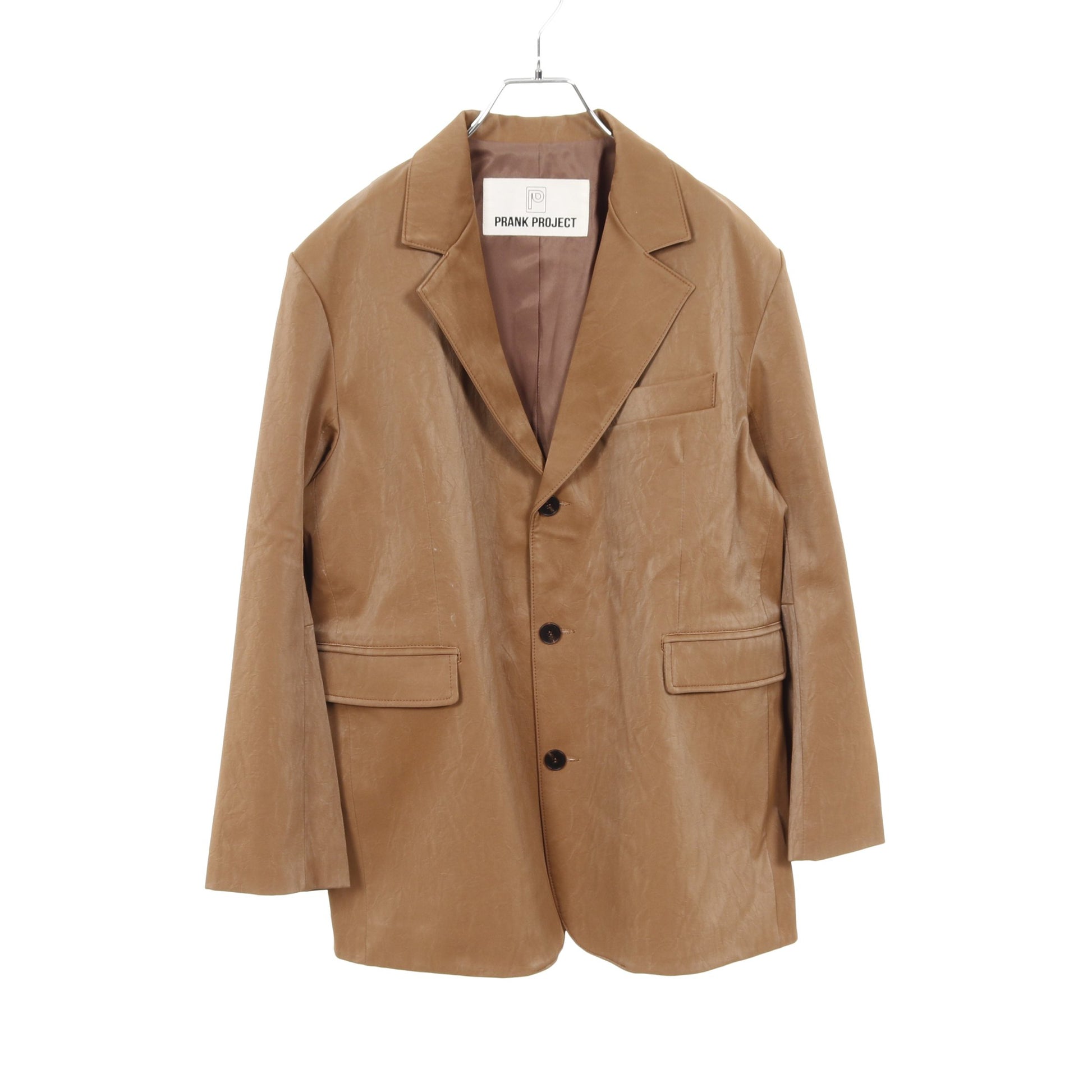 Multi Fabric Faux Leather Jacket レザージャケット フェイクレザー ブラウン プランクプロジェクト アウター PRANK PROJECT