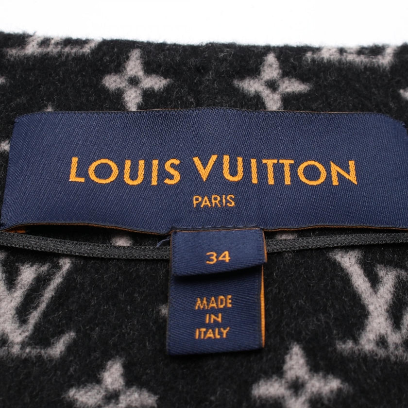 シグネチャー ダブルフェイス ラップコート モノグラム ショートコート ウール ブラック ルイヴィトン アウター LOUIS VUITTON
