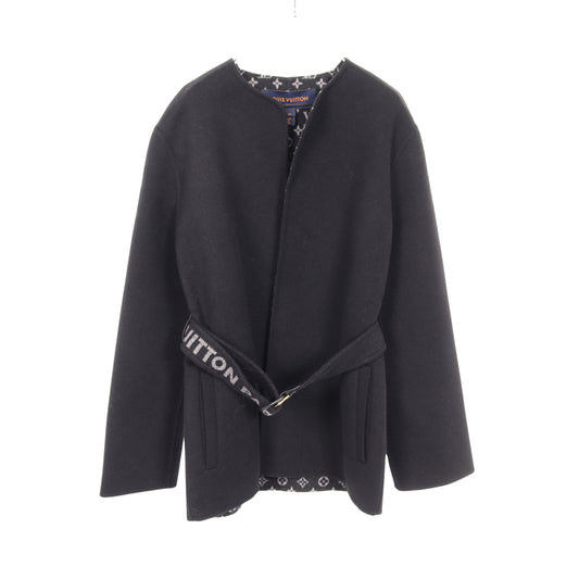 シグネチャー ダブルフェイス ラップコート モノグラム ショートコート ウール ブラック ルイヴィトン アウター LOUIS VUITTON