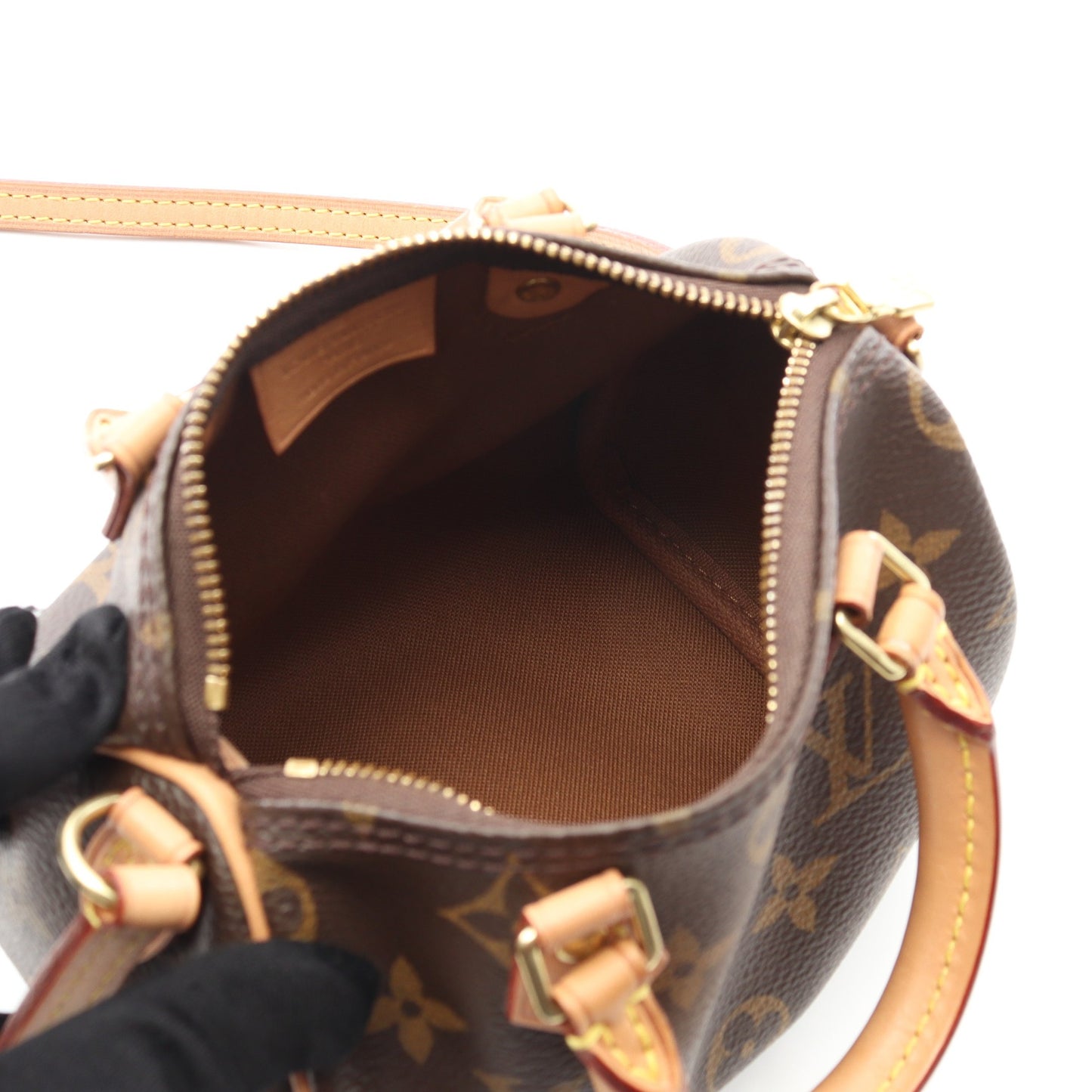 ナノスピーディ モノグラム ショルダーバッグ PVC レザー ブラウン 2WAY ルイヴィトン バッグ LOUIS VUITTON