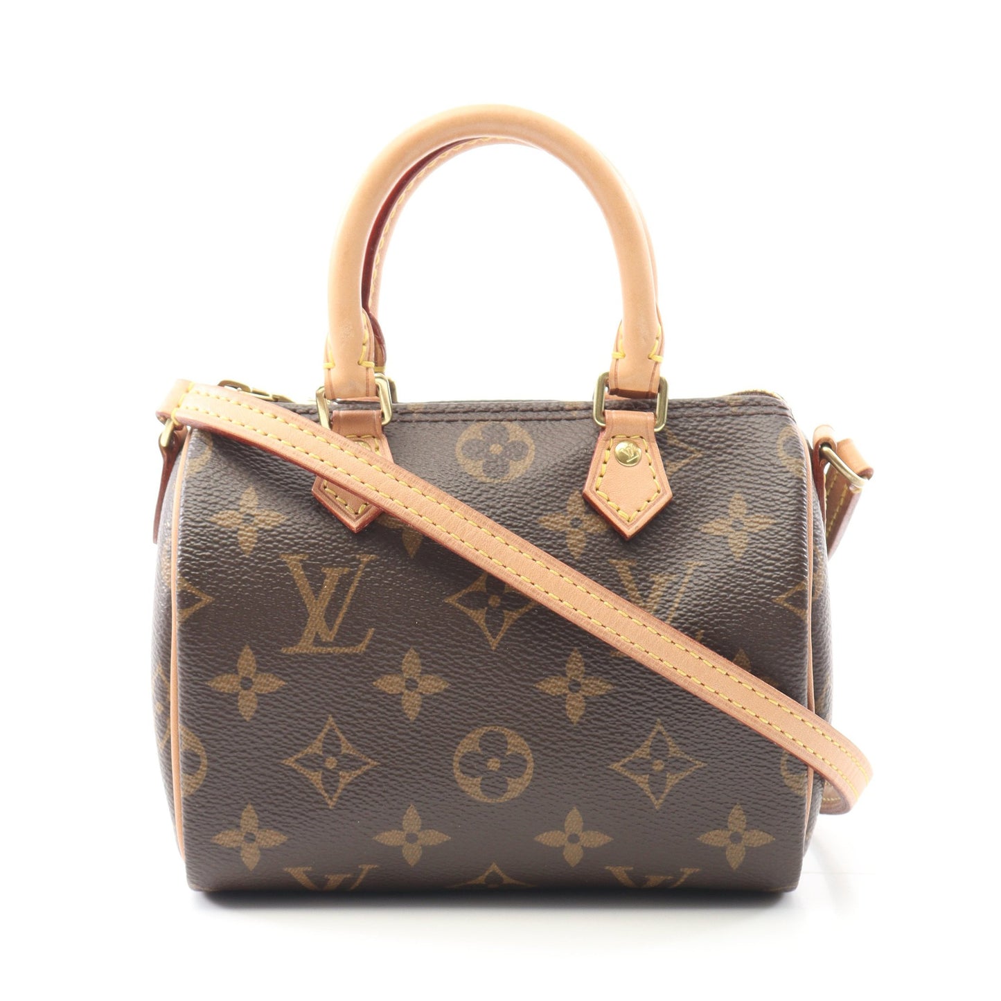 ナノスピーディ モノグラム ショルダーバッグ PVC レザー ブラウン 2WAY ルイヴィトン バッグ LOUIS VUITTON