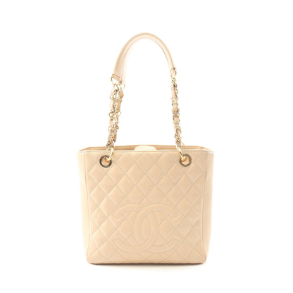 マトラッセ PST チェーンショルダーバッグ チェーントートバッグ キャビアスキン ベージュ ゴールド金具 シャネル バッグ CHANEL