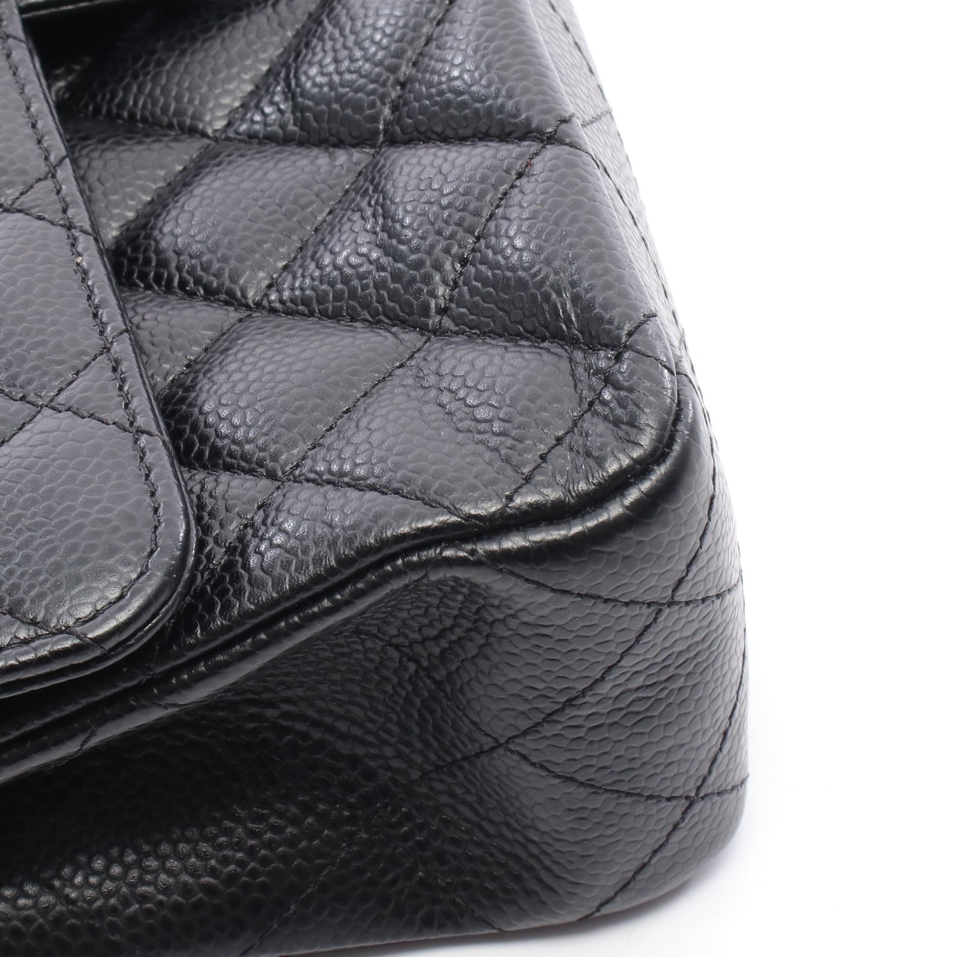マトラッセ Wフラップ Wチェーンショルダーバッグ キャビアスキン ブラック シルバー金具 シャネル バッグ CHANEL