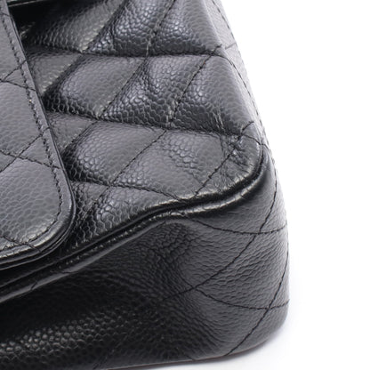 マトラッセ Wフラップ Wチェーンショルダーバッグ キャビアスキン ブラック シルバー金具 シャネル バッグ CHANEL