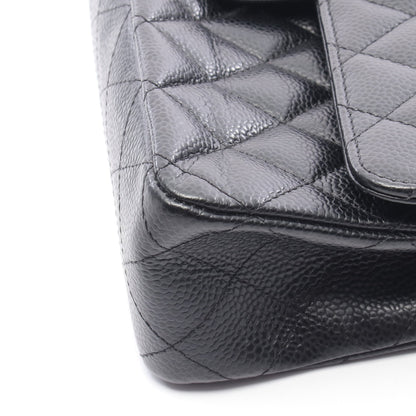 マトラッセ Wフラップ Wチェーンショルダーバッグ キャビアスキン ブラック シルバー金具 シャネル バッグ CHANEL