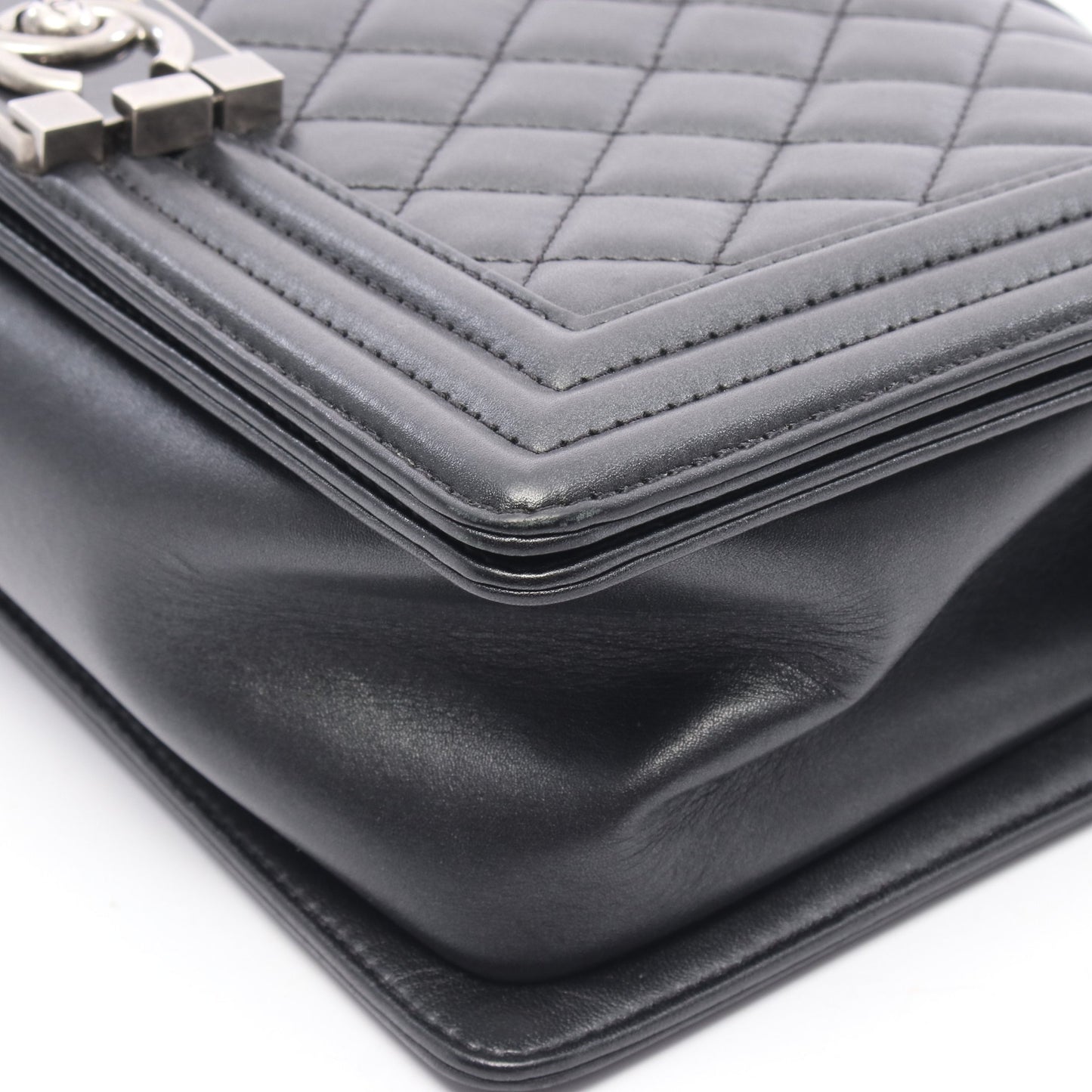 ボーイシャネル チェーンショルダーバッグ レザー ブラック シルバー金具 シャネル バッグ CHANEL