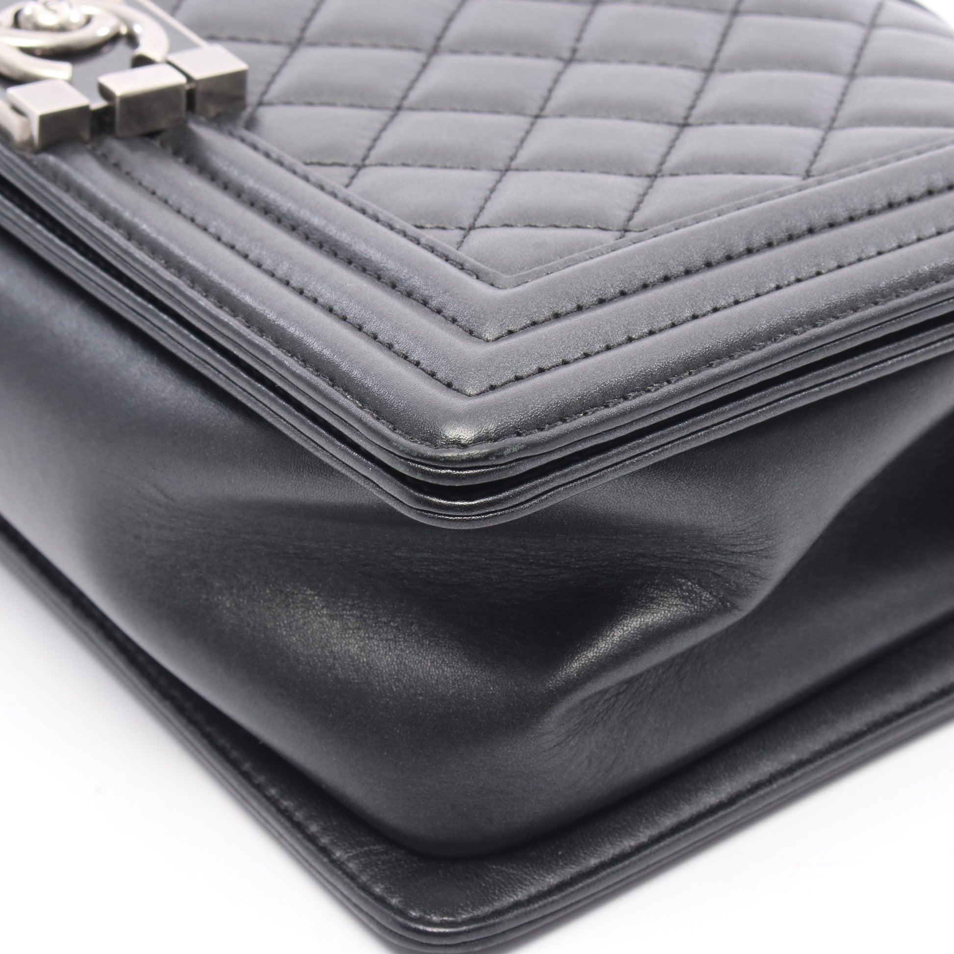 ボーイシャネル チェーンショルダーバッグ レザー ブラック シルバー金具 シャネル バッグ CHANEL