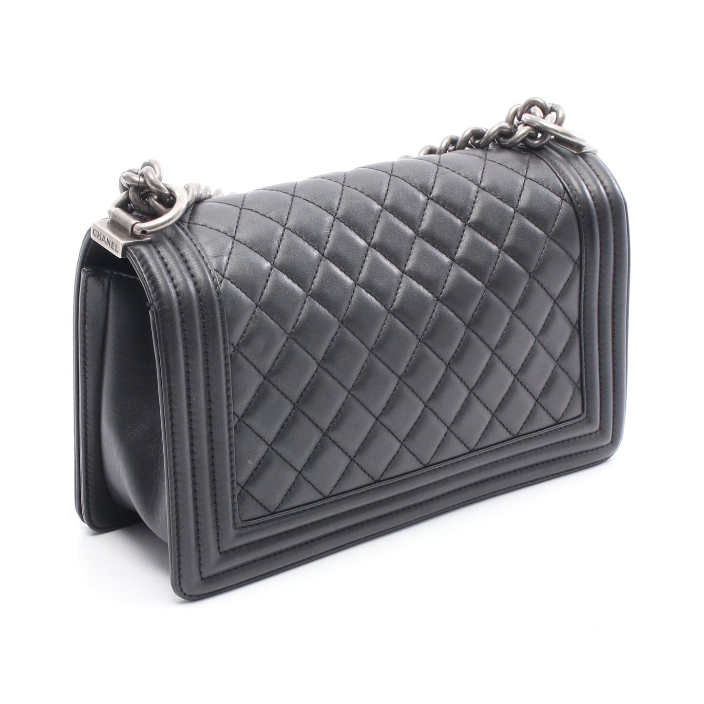 ボーイシャネル チェーンショルダーバッグ レザー ブラック シルバー金具 シャネル バッグ CHANEL