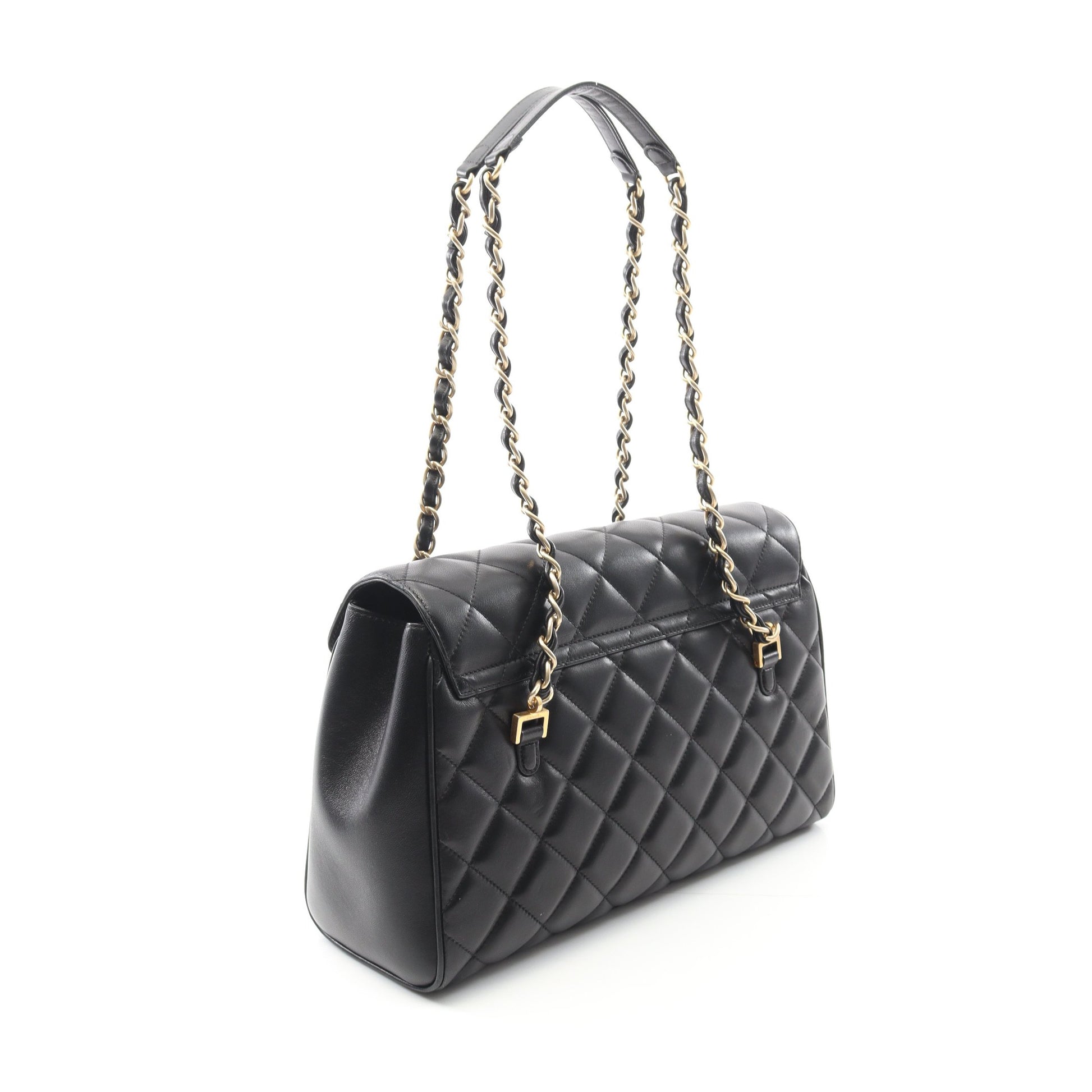 マトラッセ チェーンショルダーバッグ チェーントートバッグ ラムスキン ブラック ゴールド金具 シャネル バッグ CHANEL