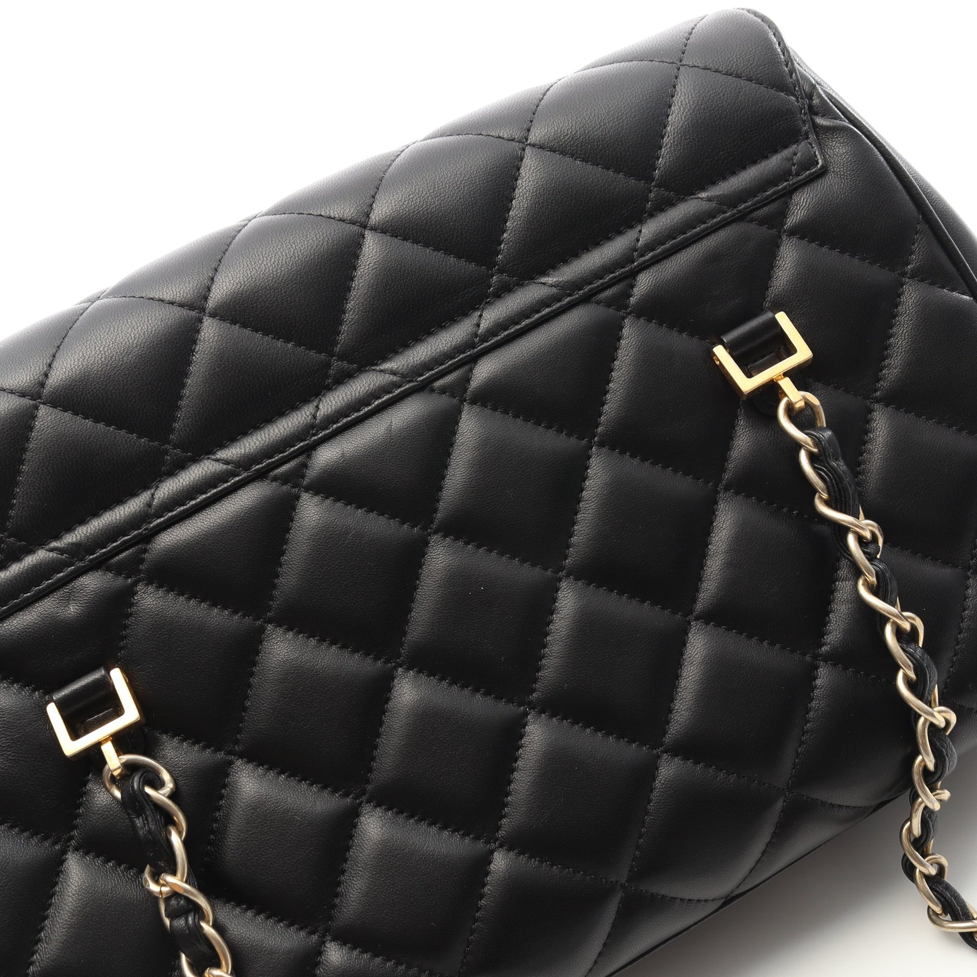 マトラッセ チェーンショルダーバッグ チェーントートバッグ ラムスキン ブラック ゴールド金具 シャネル バッグ CHANEL