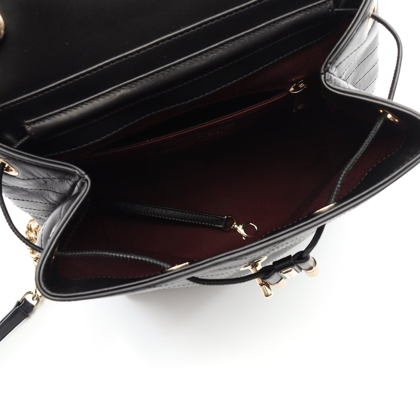 Vステッチ バックパック リュックサック ラムスキン ブラック ゴールド金具 シャネル バッグ CHANEL
