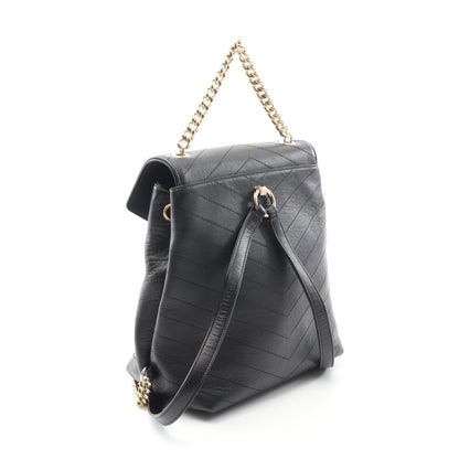 Vステッチ バックパック リュックサック ラムスキン ブラック ゴールド金具 シャネル バッグ CHANEL