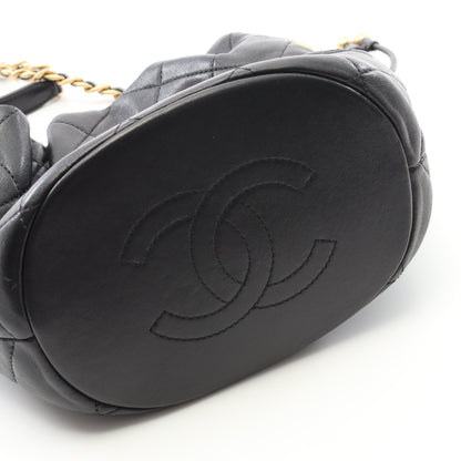 マトラッセ チェーンショルダーバッグ ラムスキン ブラック ゴールド金具 2WAY 巾着 シャネル バッグ CHANEL