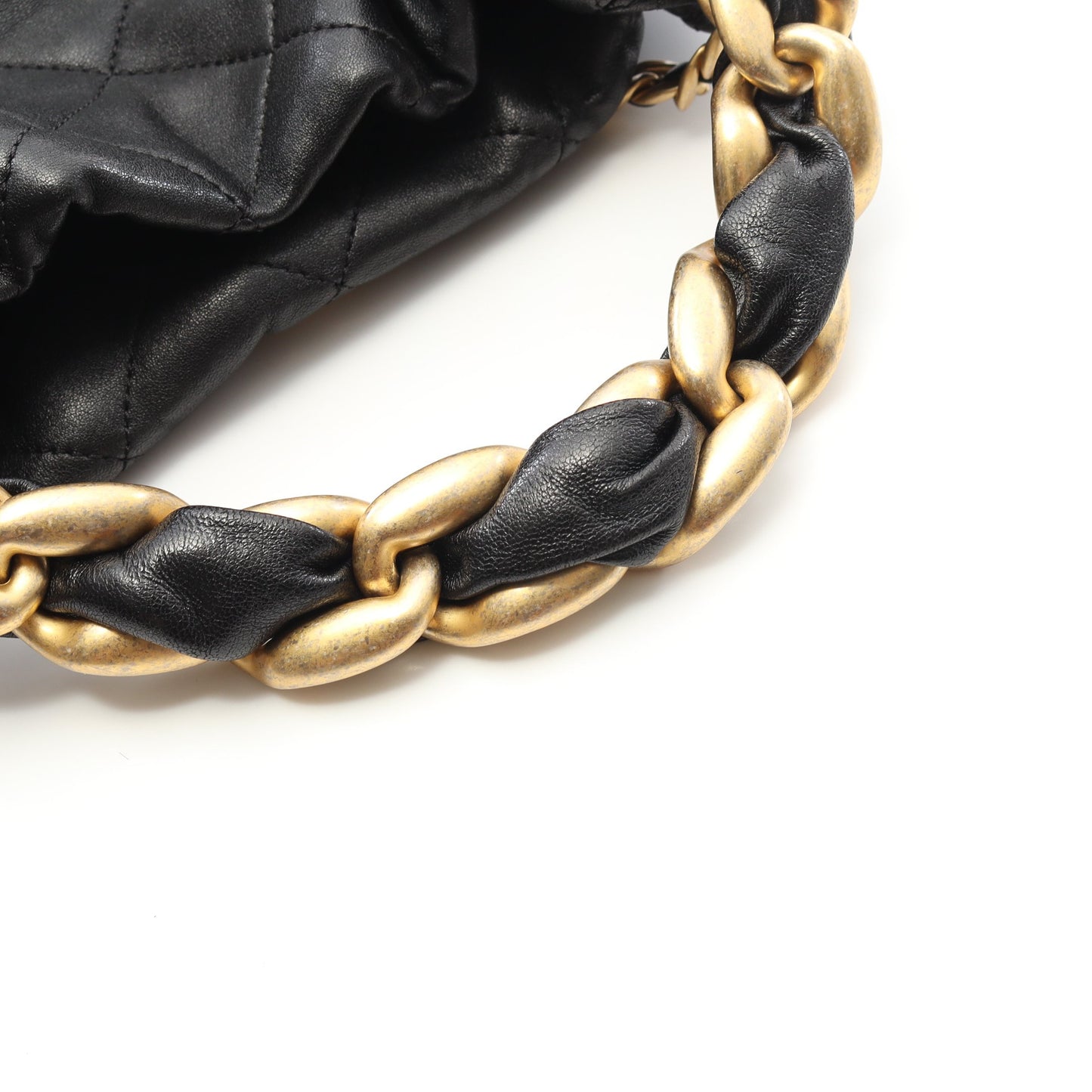 マトラッセ チェーンショルダーバッグ ラムスキン ブラック ゴールド金具 2WAY 巾着 シャネル バッグ CHANEL
