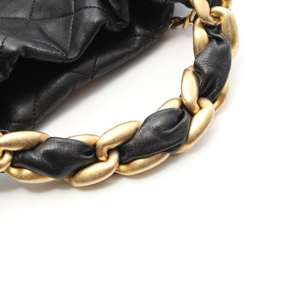マトラッセ チェーンショルダーバッグ ラムスキン ブラック ゴールド金具 2WAY 巾着 シャネル バッグ CHANEL