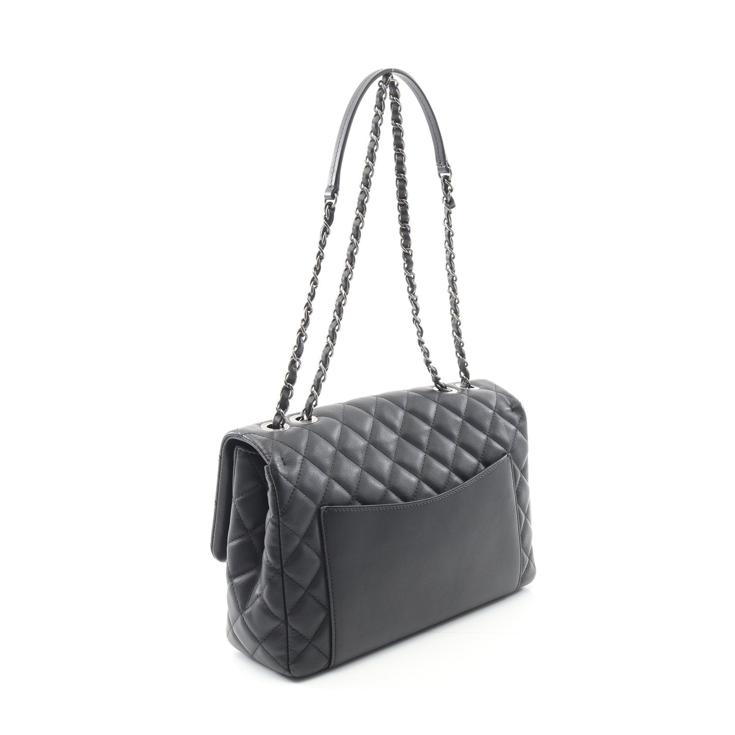 マトラッセ チェーンショルダーバッグ ラムスキン ブラック アンティークシルバー金具 シャネル バッグ CHANEL