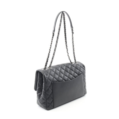 マトラッセ チェーンショルダーバッグ ラムスキン ブラック アンティークシルバー金具 シャネル バッグ CHANEL
