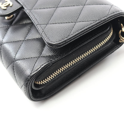 マトラッセ チェーンウォレット キャビアスキン ブラック ゴールド金具 シャネル バッグ CHANEL