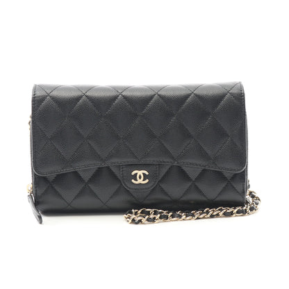 マトラッセ チェーンウォレット キャビアスキン ブラック ゴールド金具 シャネル バッグ CHANEL
