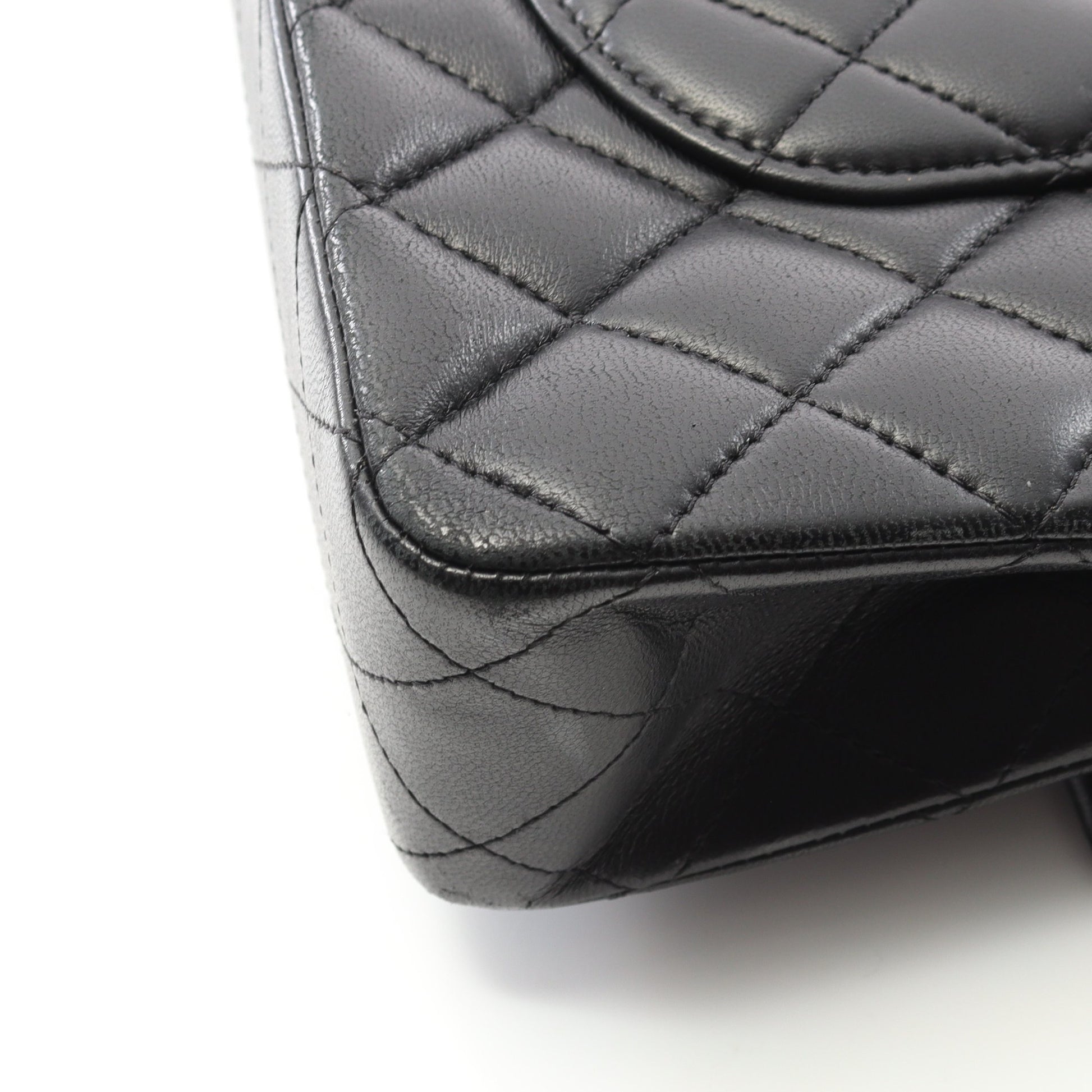 マトラッセ Wフラップ Wチェーンショルダーバッグ ラムスキン ブラック シルバー金具 シャネル バッグ CHANEL