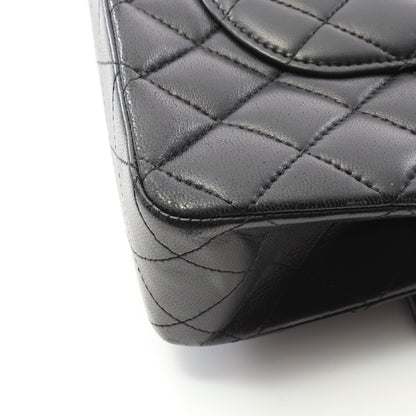 マトラッセ Wフラップ Wチェーンショルダーバッグ ラムスキン ブラック シルバー金具 シャネル バッグ CHANEL