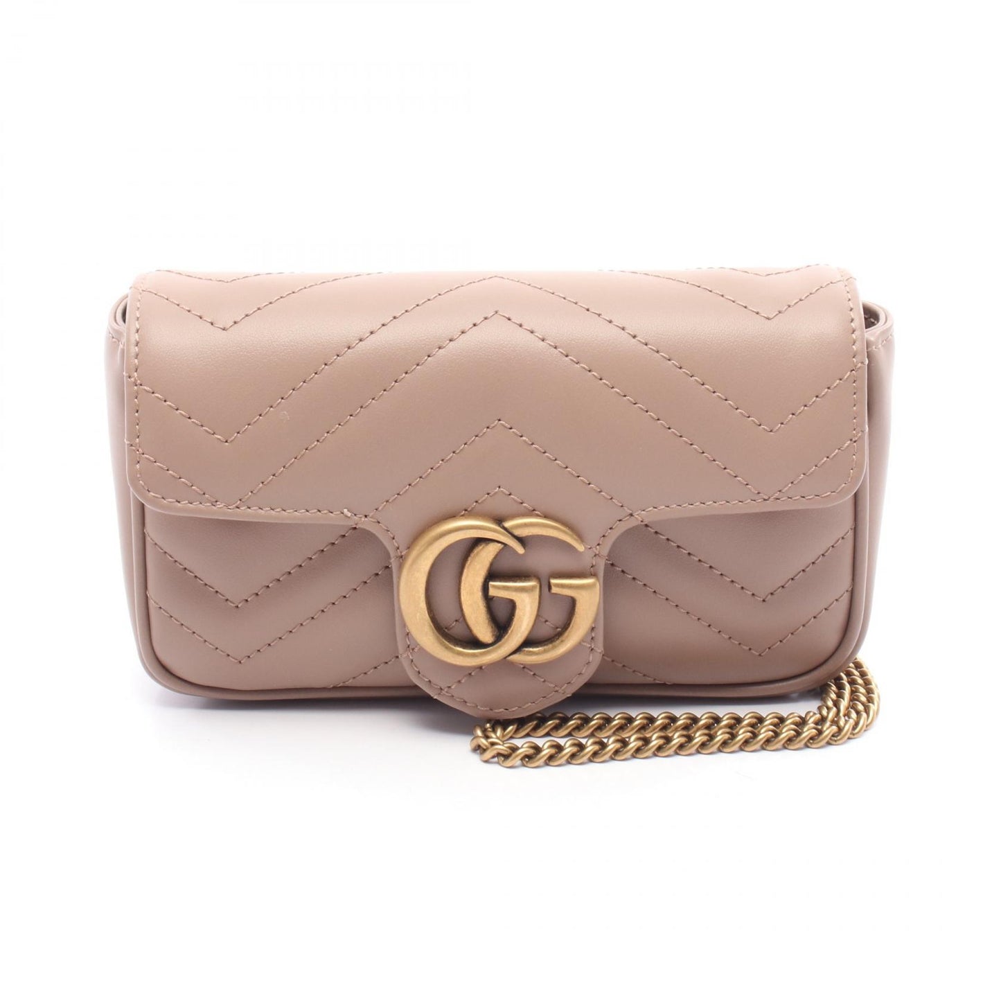 GGマーモント スーパーミニバッグ ショルダーバッグ レザー ピンク グッチ バッグ GUCCI